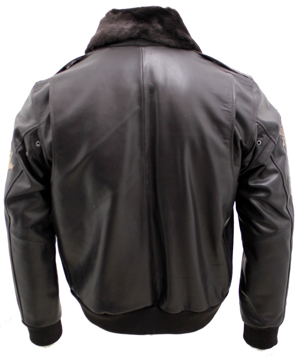 Men's Brown Leather US Air Force Flying Bomber Jacket with