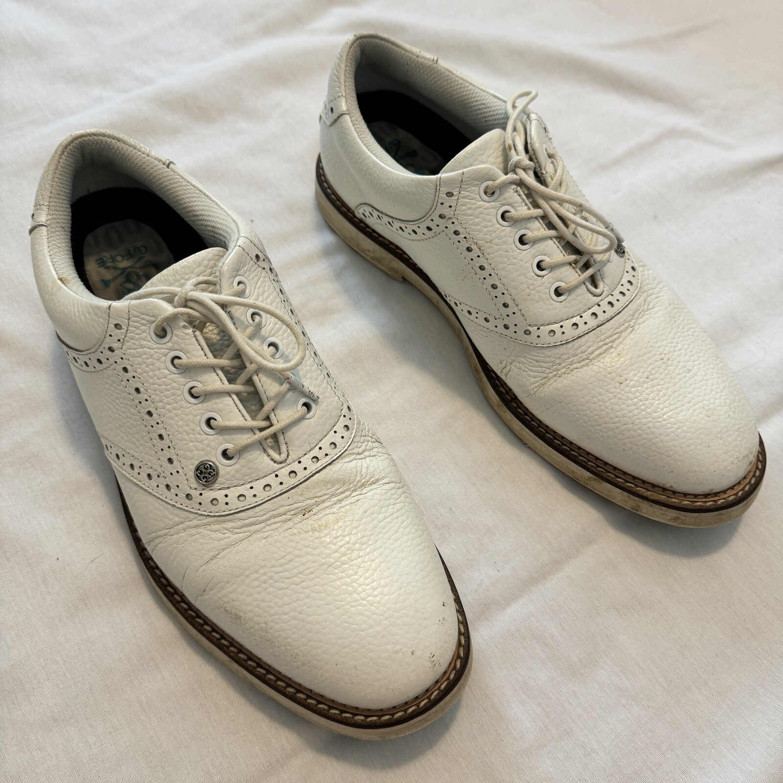G/FORE Men Gallivanter 11.5 White Patent Leather Golf Cleats Shoes