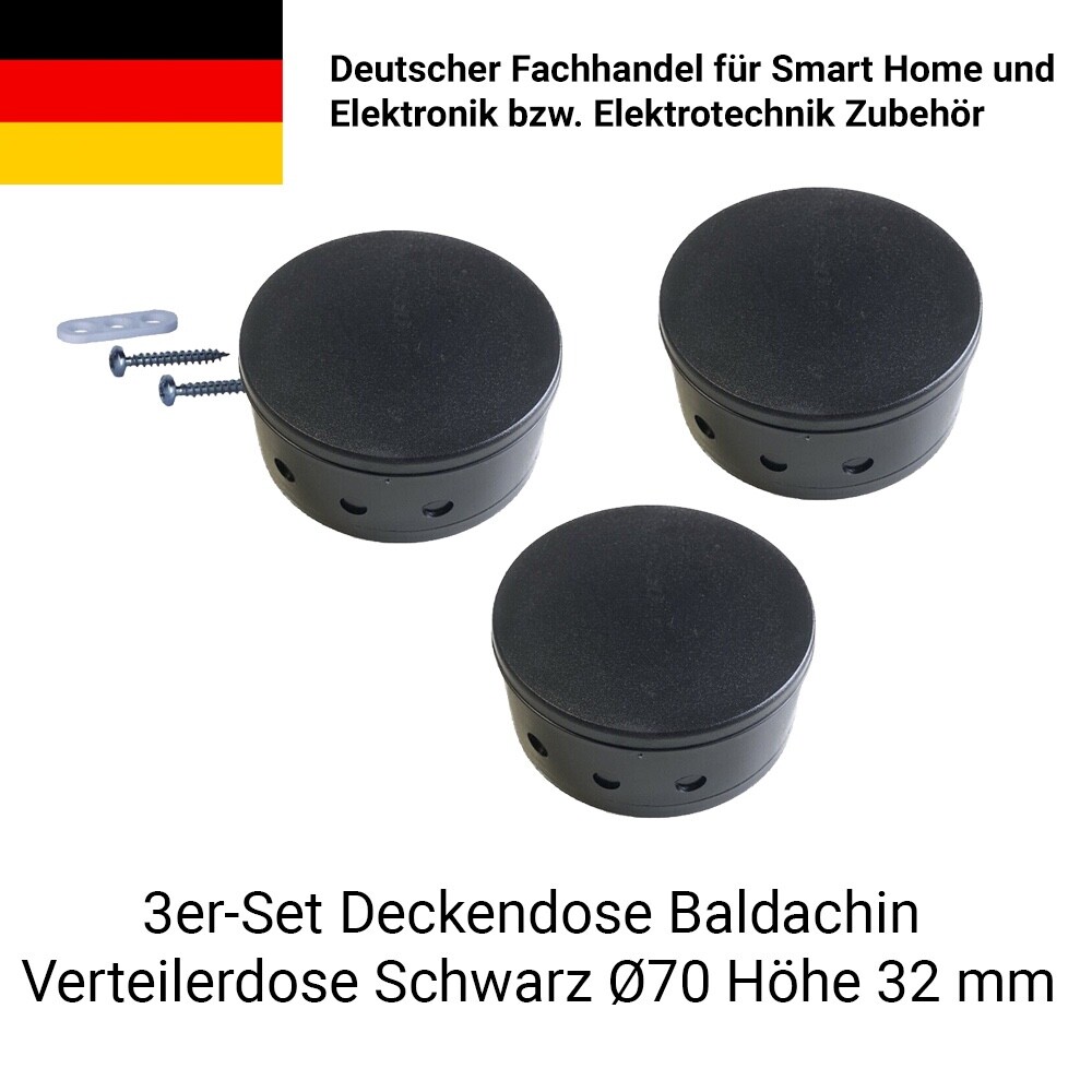 Verteilerdose Braun inkl. 3-poliger Lüsterklemme u. Zubehör ø 72x23mm Aufputzdose Anschlussdose Baldachin