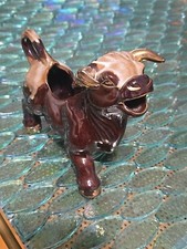 MCM Bull Creamer Artmark Brown Drip Glaze Mid Century  Gold Brown Paint Vintage 