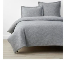 The Company Store Mandala Organic Percale  Blue Multi Queen Duvet Cover