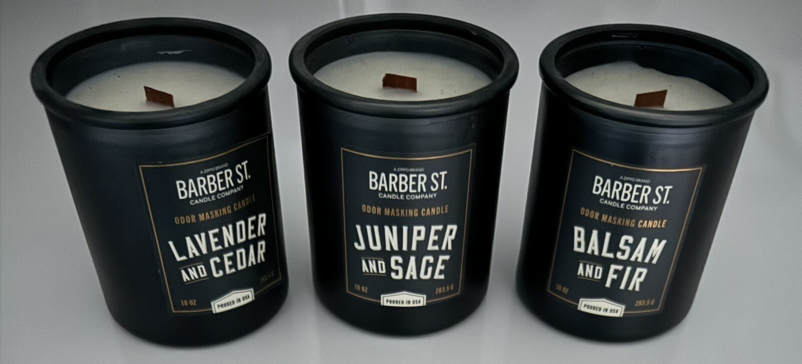 3 BARBER ST. ZIPPO JAR CANDLES LAVENDER & CEDAR JUNIPER & SAGE BALSAM & FIR LOT eBay