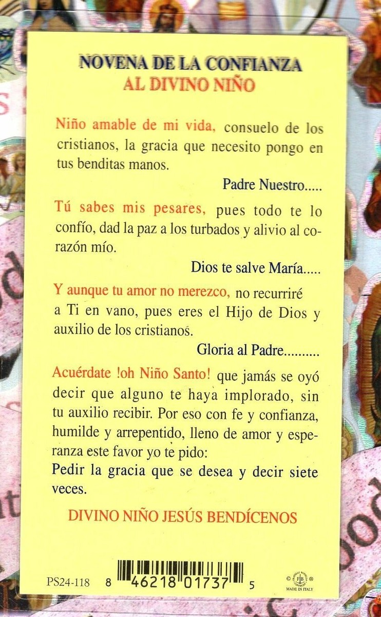Novena de la Confianza al Divino Nino - Spanish - Laminated Holy