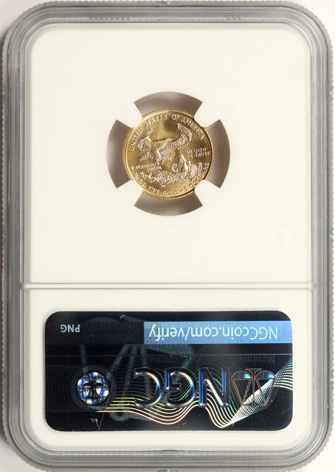 2002 $5 Gold American Eagle NGC MS69 1/10oz .9167 Fine - Image 2 of 4