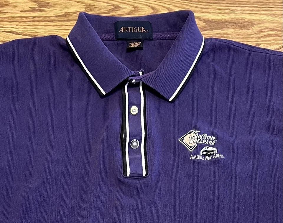 VTG 90s Bank One Ballpark America West Arena Usher’s Polo Shirt Purple MLB #2 - Image 3 of 4