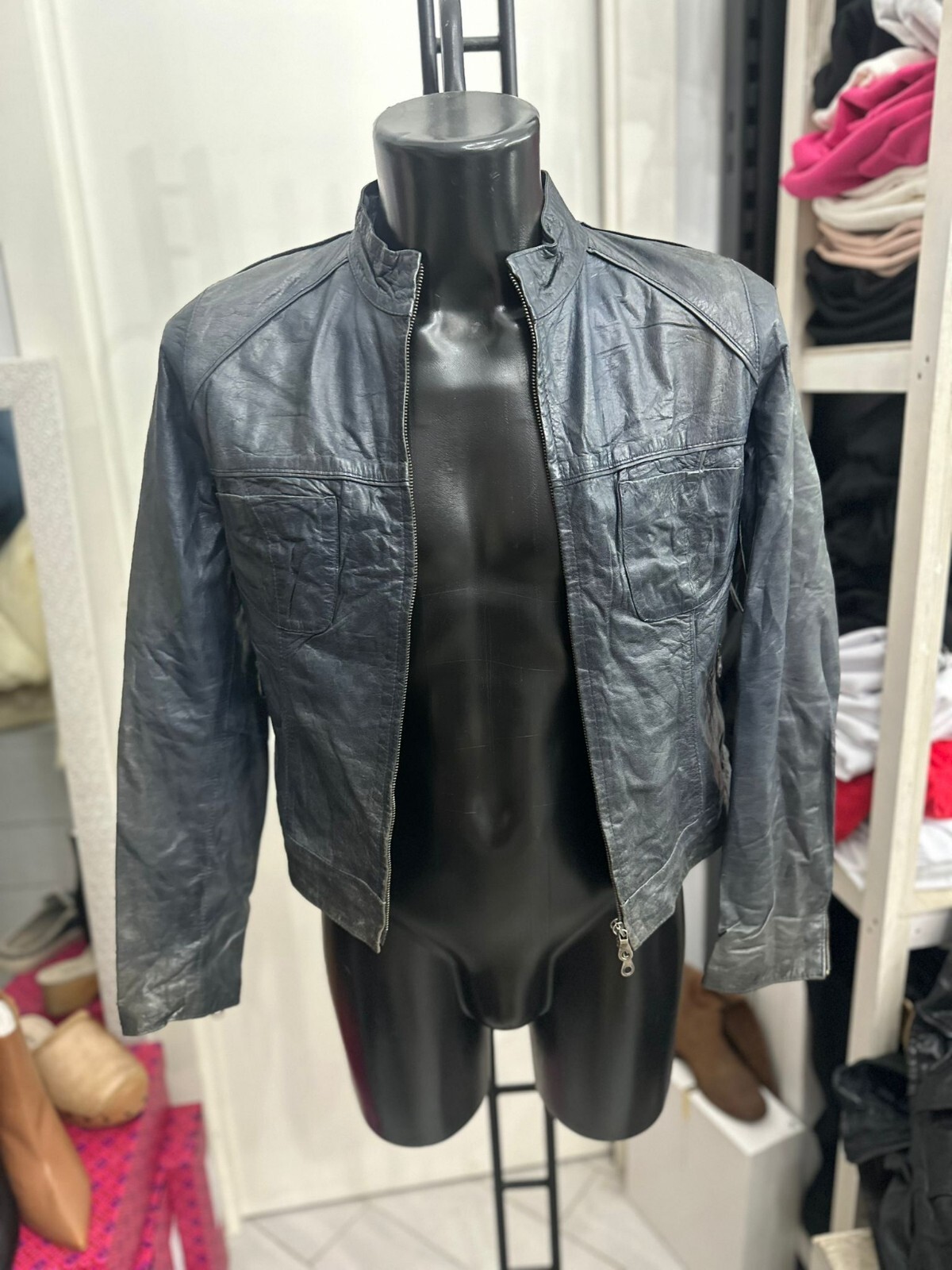 Sitelli Green Leather Jacket for Men Size 42 Model LLV1259