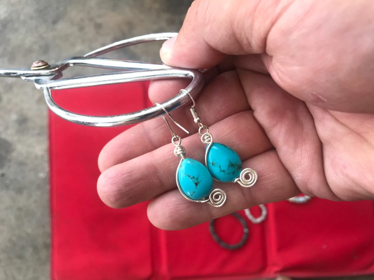 Buy Mother of Pearl Inlay, Turquoise Blue Earrings, Boho Chic Flower Hoops,  Handcrafted Mexican Jewellery, Statement Jewellery, Silver Plated Online in  India - Etsy