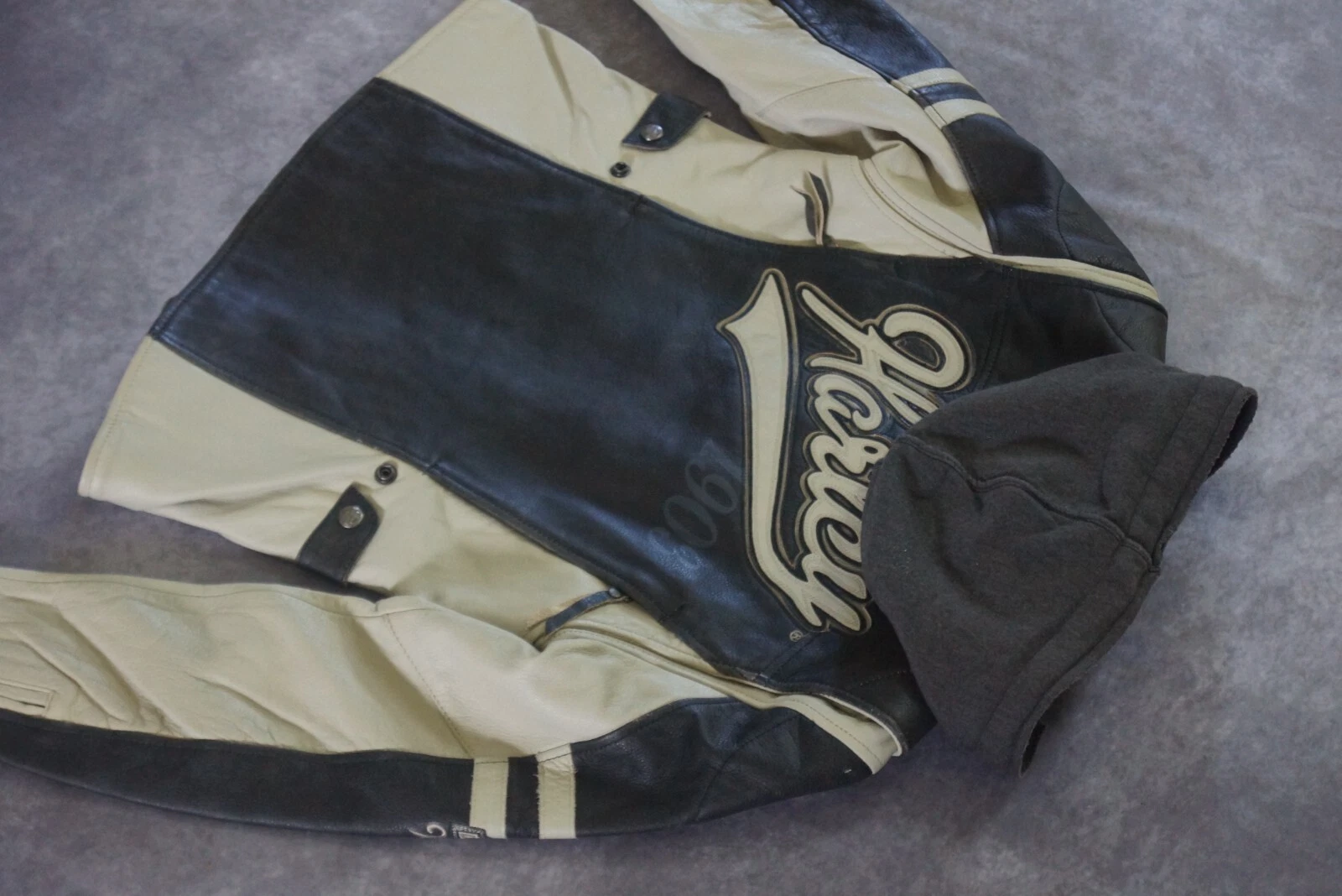 OFF WHITE Felpa con cappuccio Harley Davidson donna Dundee bianca sporca in pelle 3 in 1 S 97177 14VW