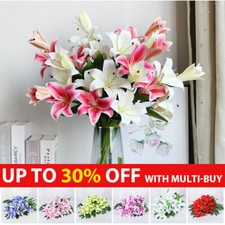 10 Heads Artificial Fake Lily Silk Flowers Bunch Home Wedding Garden Deco