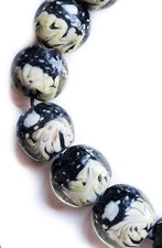Handmade Lampwork Glass Beads 15 mm Lentil Midnight Black 4 Beads (#a69s)