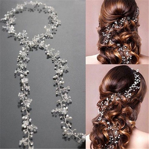 DE Frauen Perle Hochzeit Haar Rebe Kristall Braut Access Stirnbänder Geschenk - 第 1/10 張圖片