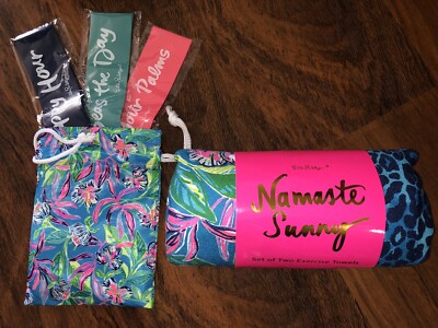 Lilly Pulitzer KEEP ON BELEAFING GWP SET 3 Resistance Bands & 2 Yoga Towels NWT