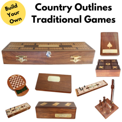 Country Outlines traditionelle Holzspiele mit kostenloser Gravur
