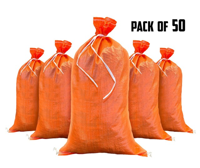 Sandbags 50 Orange Empty Sand Bags for Flood Sandbag Bag Poly by
