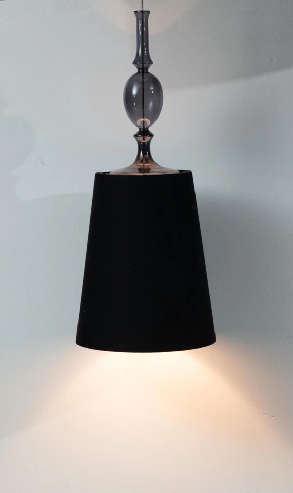 Tech Lighting Kiev Pendant, Black Fabric and Glass, Monorail, satin nickel - Image 3 of 4