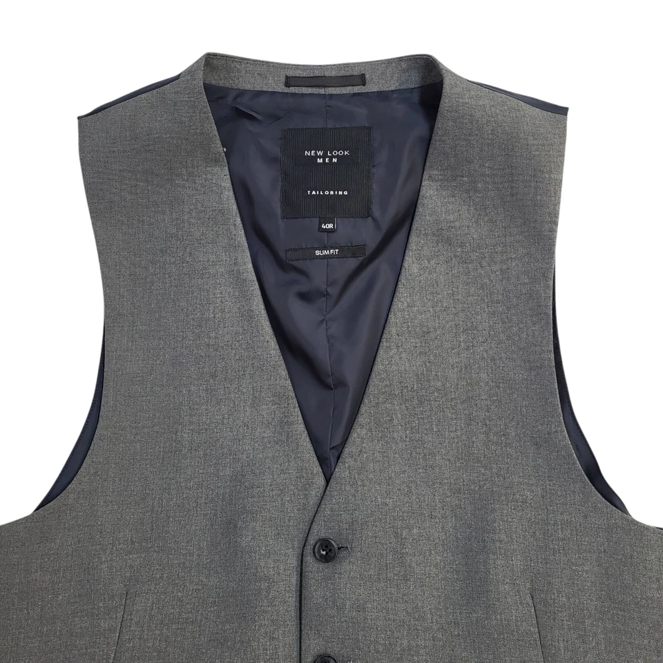 New Look Grey Solid Pattern Formal Waistcoat Men's M 40" - Image 2 of 4