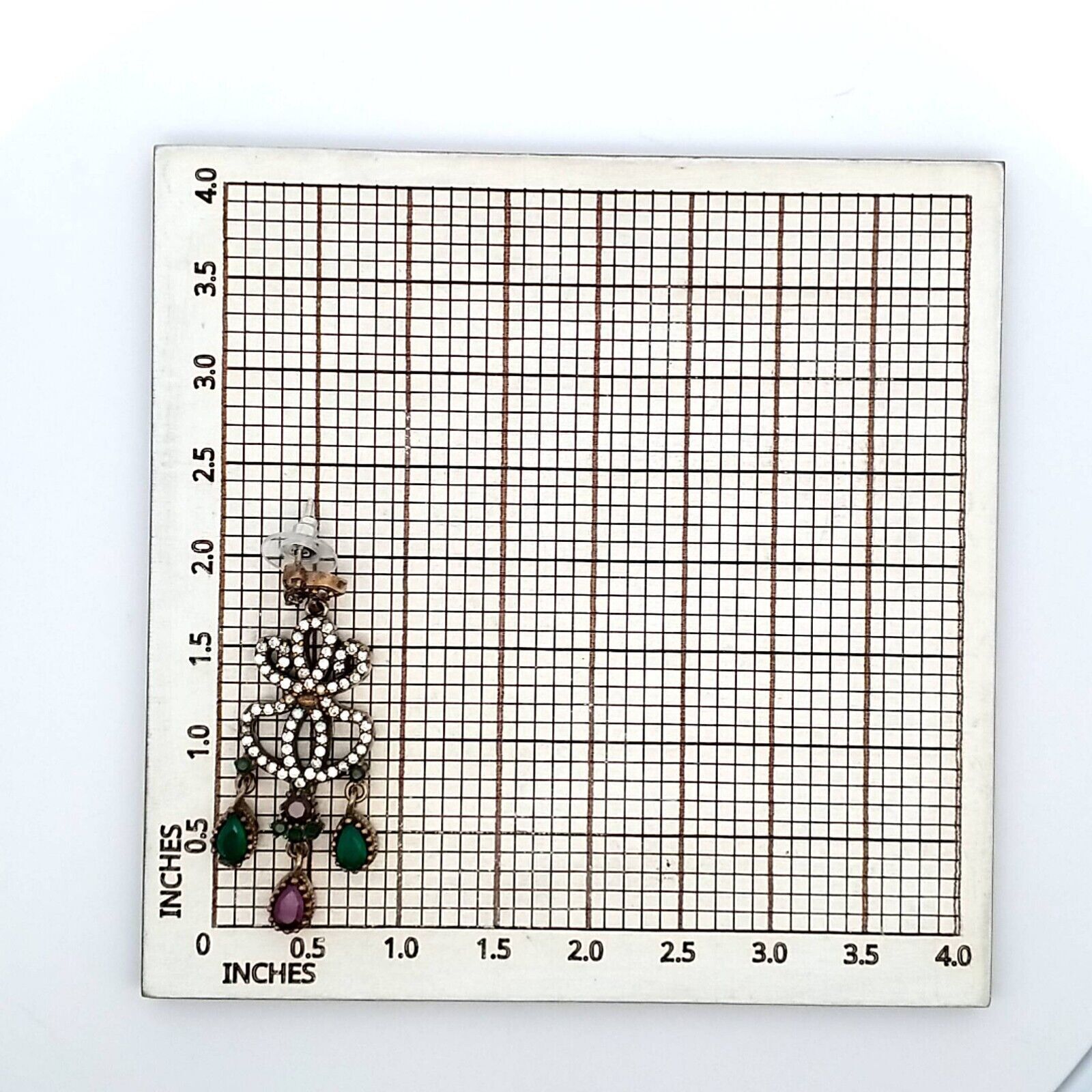 Sterling Silver & Copper Emerald & Ruby Glass Vic… - image 7