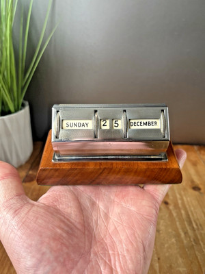 MID CENTURY MOTOR GEDREHT EWIGER BÜROTISCH EMPFANGSKALENDER VINTAGE RETRO