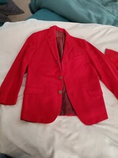 Antique 1950s Red Wool Boy's Jacket/Hat. Buttons are Amazing. Sanders Label.