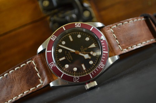 CORREA RELOJ MARRON II 22 20 18 MM GENUINA PIEL BOX CALF MA STRAP HECHA A MANO - Picture 3 of 12