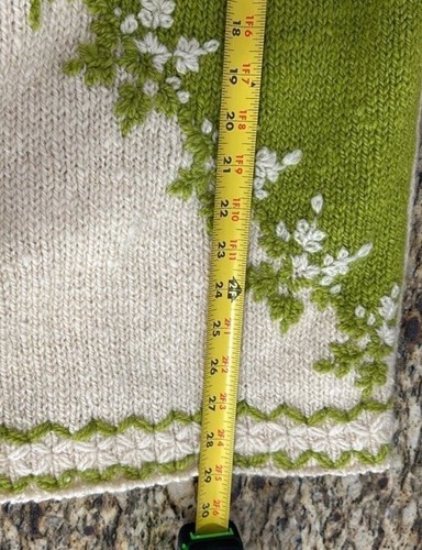 Express Tricot Y2K Vintage 90s Green And Ivory Wool Pullover Sweater Size S - Picture 7 of 7