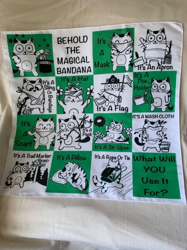 Vintage Girl Scout “Behold the MAGICAL BANDANA” 21” x 21” Scarf Bev Armstrong