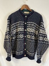 Vintage LL Bean Size Large Nordic Cardigan Wool Sweater Made in USA