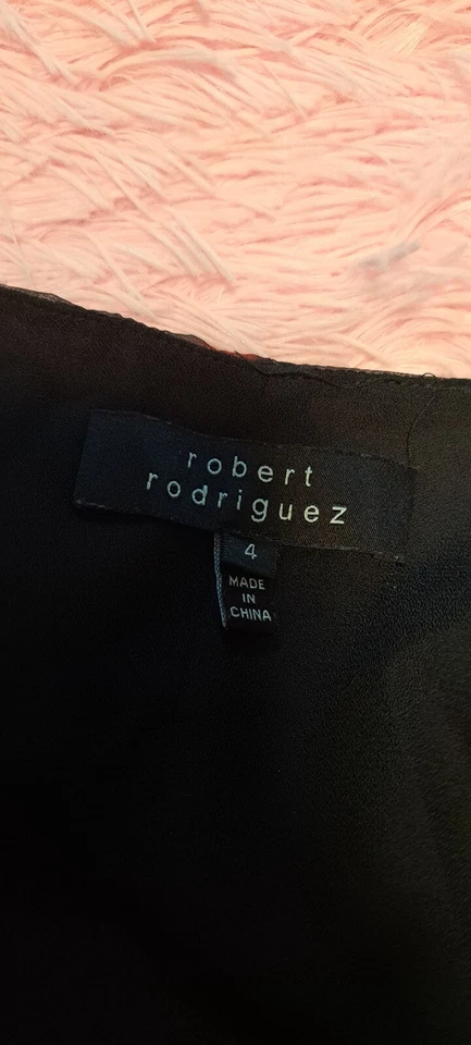 Женская разноцветная шелковая блузка Robert Rodriguez галстук/краситель ремешок спагетти размер 4 - Изображение 4 из 4