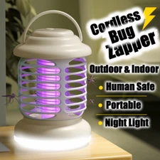 Bug Zapper Indoor, Rechargeable Cordless Portable Mosquito Zapper with Switch
