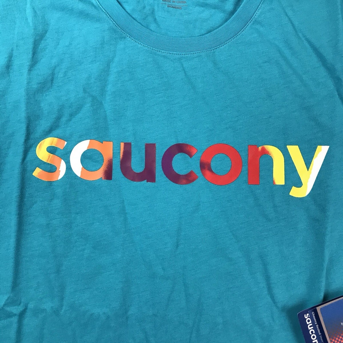 Saucony Shirt Womens Small Blue Organic Cotton Short Sleeves Lightweight  Tee NWT