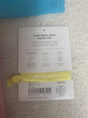 Athleta Girl Cropped Top Lot of 2 Girls Medium 8/10 Blue Pink Racerback Bra NEW - Picture 2 of 4