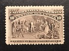 1893 US STAMP # 237 10 CENT " COLUMBUS PRESENTING NATIVES " MNH OG CV ~ $180.00 — photo 1