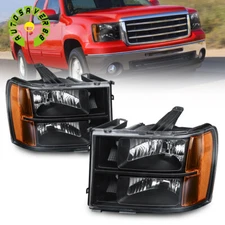 For 2007-2013 GMC Sierra 1500 2007-2014 2500HD 3500HD Black Housing Headlights
