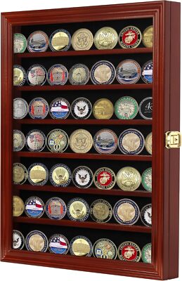 Premium Lockable Challenge Coin Display Case - Mahogany Finish. Wall ...