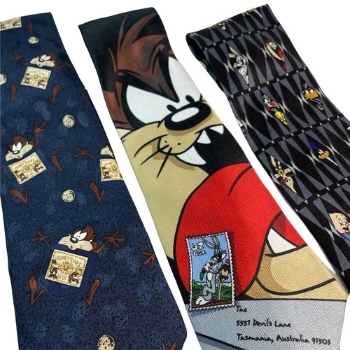 Looney Tunes Mens Neck Tie Collectible Warner Brothers Lot 3 Vintage u - Picture 2 of 5
