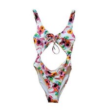 Pink Victoria's Secret Hibiscus Floral Cut Out One Piece Swimsuit Size Small NWT