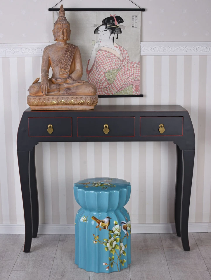 Orientalischer Keramik Hocker Chinoiserie Sitzhocker Gartenhocker China Möbel - Bild 3 von 4