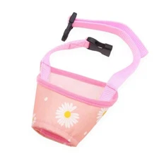 Dog Muzzle, Soft Sided Training Grooming, No Anti Bite Chew, Pink Daisy,  XS S M