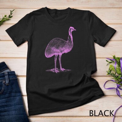 Fun Pink Vintage Emu Graphic T-Shirt Hipster Emu Bird Unisex T