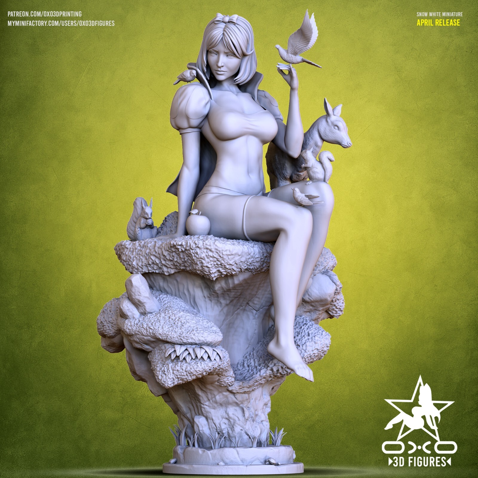 Hermosa figura de resina 1:12 OXO 3D de más de 15 cm de altura Blancanieves