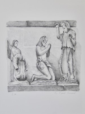 Micheline MEVEL ROUSSEL - Lithographie signée - Calvaire breton 3