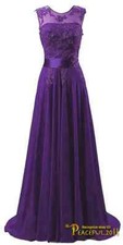 Purple Chiffon Bridesemaid Long Evening Wedding Party Ball Gown Prom Dress