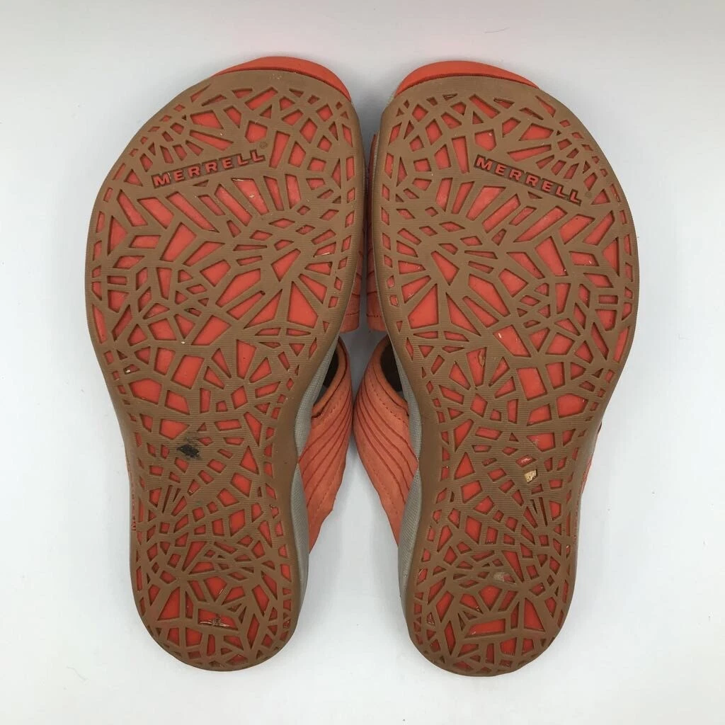 Merrell Womens Heather Slides Sandals Orange Leather Open Toe Low