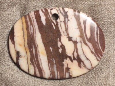 Pendentif En Jaspe Zèbre 70x50mm - Pierre Semi-précieuse N°6 - Neuf Fait Main