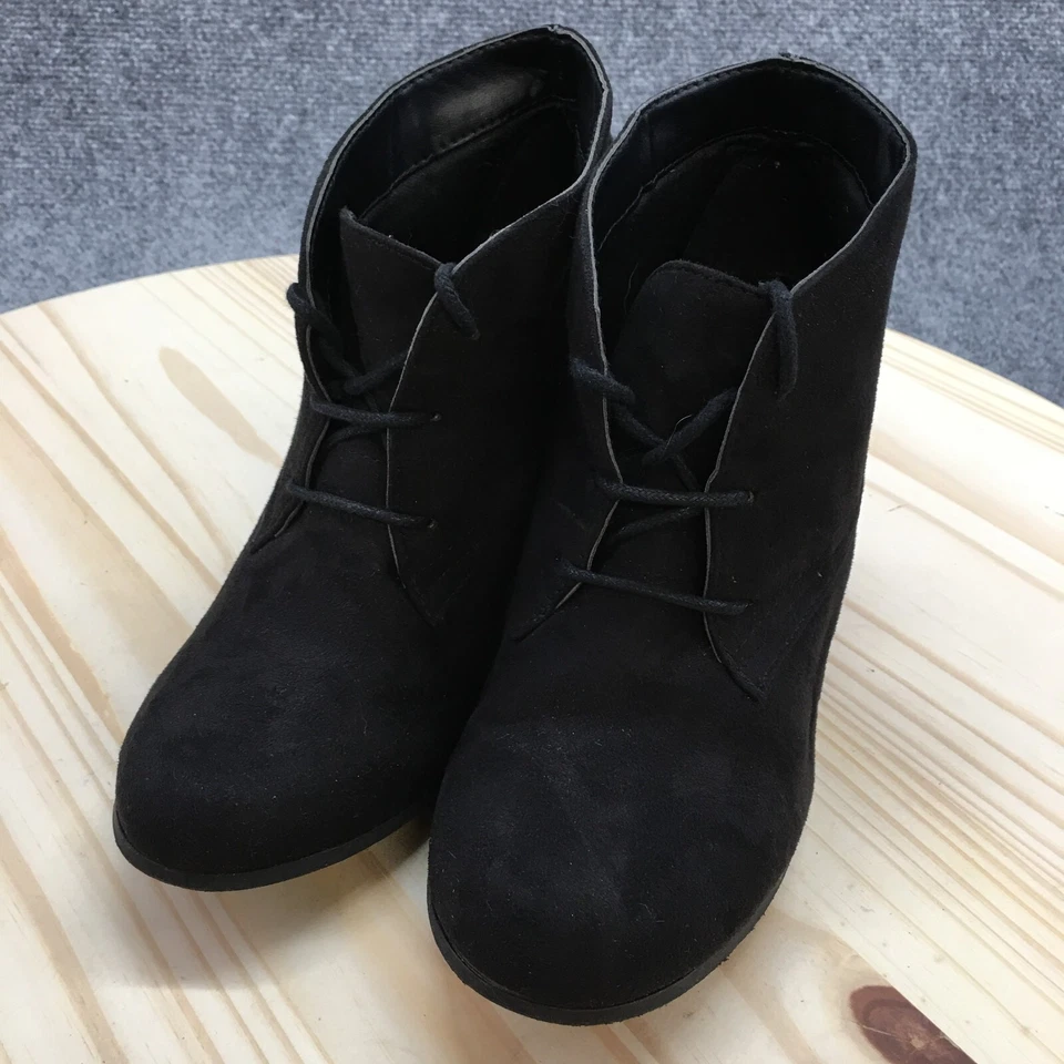 Charlotte Russe ботинки женщин 7 M Jude ботинок черная замша шнурует вверх блок - Изображение 3 из 4