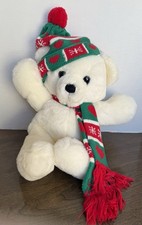 Vintage DAKIN 14" Plush White Bear w/ Hat  Scarf