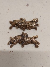 Menkan Brass Kirin Duo Ornament Metal Art Collectible Authentic