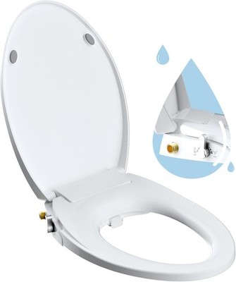 Hibbent Non-Electric Elongated Bidet Toilet Seat Slow Close Bidet Attachment