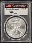 2017 Silver Eagle certified First Day of Issue, MS 70 by PCGS! Mercanti Label!