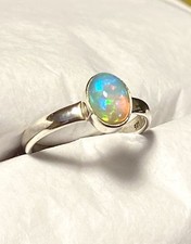 Gorgeous Ethiopian Opal Ring 925 Sterling Silver Size 7.5